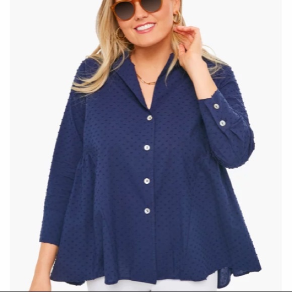 **Last One! Small** Navy Swiss Dot Scarlett Button Down
POMANDER PLACE - Picture 5 of 8